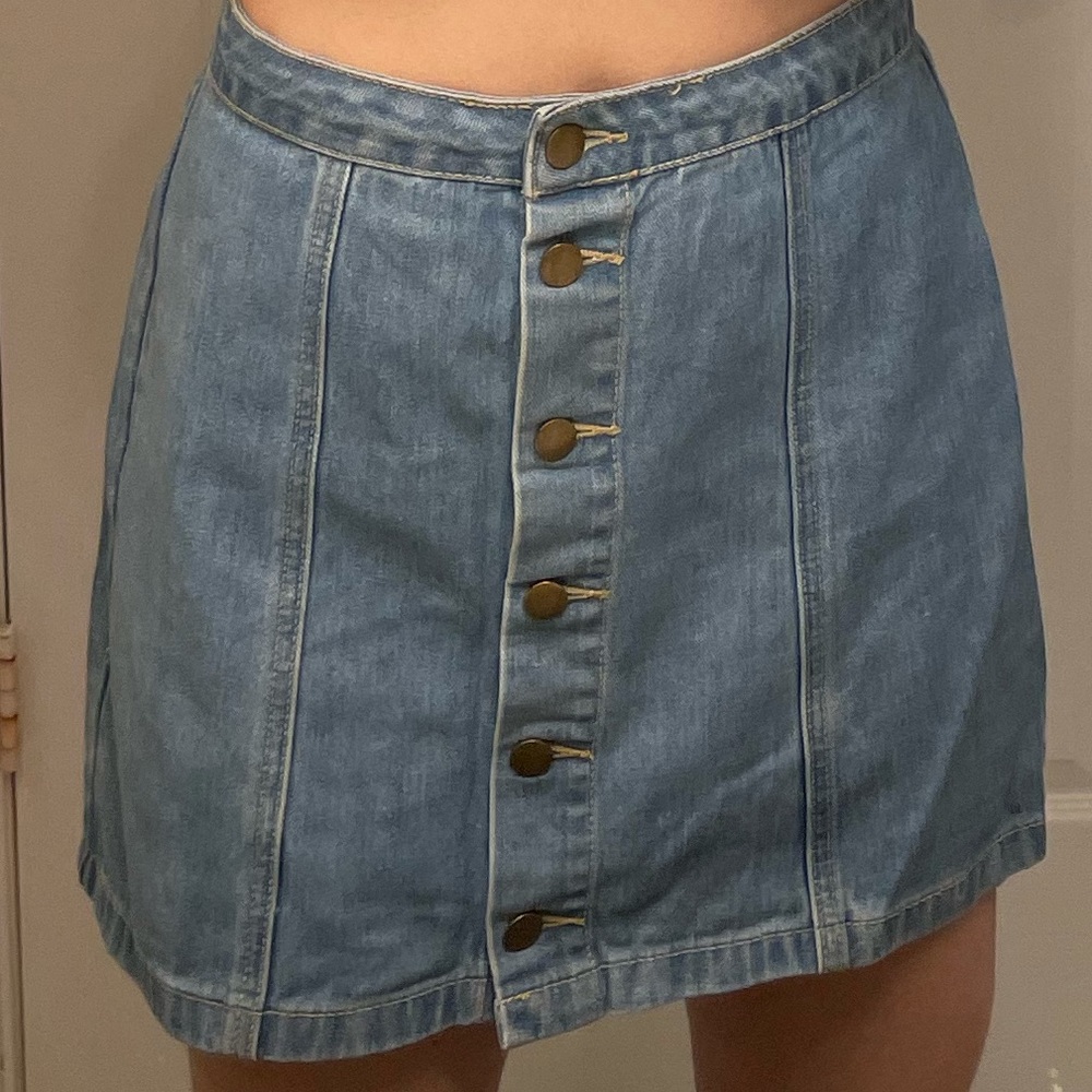 Button Up Denim Skirt